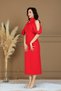 Atlas Fabric Shoulder Bag Detailed Pencil Dress - Red - 5