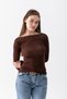 Boat Neck Modal Cashmere Ultra Lightweight Blouse - Women's Semi Sheer Boat Neck Ultra Lightweight Knitted Blouse - 7