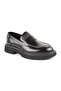 L5370 Black Genuine Open Leather Thick EVA Sole Men's Trend Loafers Shoes