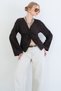 Women's Bitter Brown V-Neck Ruffle Fabric Blouse with Twist Detail Alc-X15416 - 7