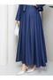 Pocket Detail Zippered Denim Jacket & Corset Skirt Hijab Suit Rc9033 - 8
