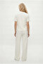Women's Elix Modal Touch Crew Neck Waist Elastic Pocketed Ecru Bottom Top Set - 5