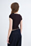 Kayık Yaka Yanı Ruched T-Shirt P0653 - 6