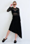 Black Asymmetrical Cut Lined Knitted Midi Skirt Alc-X15402 - 2