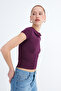 Kayık Yaka Yanı Ruched T-Shirt P0653 - 4
