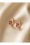 3S Pink Enamel Lucky Clover Earrings - 2