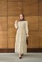 Women's Elastic Waist Embroidered Detail Dress Cream