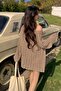 Women's Openwork Patterned Long Sleeved Comfortable Stylish Knitted Beach Dress Pareo - 2