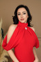 Atlas Fabric Shoulder Bag Detailed Pencil Dress - Red - 3