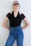 Black Pool Collar Detailed Transparent Knitted Blouse Alc-X15395