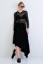Black Asymmetrical Cut Lined Knitted Midi Skirt Alc-X15402
