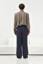 Drapey Pairs of Buttoned Dark Blue Ket Linen Ntolon - 2