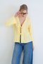 Yellow V-Neck Tie-Detail Ruffle Fabric Knitted Blouse Alc-X15415 - 6