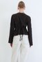 Women's Bitter Brown V-Neck Ruffle Fabric Blouse with Twist Detail Alc-X15416 - 8