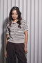 Striped Polo Collar Knitted Blouse - 2