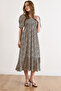 Women's Black Daisy Gipe Detailed Midi Woven Viscose Dress Elb-19002607 - 4