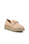 Beige Women's Loafer Shoes - 3