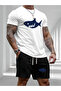 Fi̇ash Shorts T-Shirt - Shorts and Top Tracksuit Set B Printed O Oversized Crew Neck