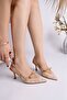 Lover Mesh Bow Detail Pointed Toe Open Back Women's Heeled Shoes - 5
