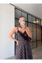 Plaid Pieces D Lace Detailed Strappy Dress Navy Blue