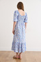 Women's Blue White Floral Gipe Detailed Midi Woven Viscose Dress Elb-19002607 - 6
