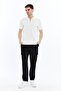 Zippered Polo Collar Men's T-Shirt 2738 Ecru - 4