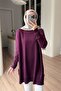 Side Zipper Basic Mercerized Tunic - Plum