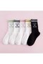 5 pairs of unisex college socks with "leave me alone" print and colorful stripes - cotton tennis socks - 3
