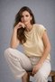 Women's Cream Cotton Pack Curved Sleeve Detail Crew Neck T-Shirt - 4