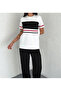 Women's Modal Fabric Crew Neck Stripe Detailed Soft Textured Garnished Tracksuit Set - 3