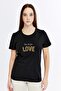 تي شيرت نسائي مطبوع عليه Love Black