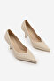 Women's Stiletto Pointed Toe V-Neck Knitted Patterned Classic Heeled Shoes Elnos Ecru - 5