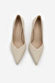 Women's Stiletto Pointed Toe V-Neck Knitted Patterned Classic Heeled Shoes Elnos Ecru - 7