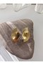 Steel Earrings Striped Fan Model Gold Color Dangle Earrings - 4