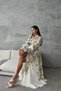 Women's White-Khaki Atlas Fabric Shirt Collar Belt Pack Maxi Dress Jen4220 - 2