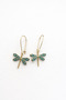 Turquoise Dangle Earrings with Dragonfly Figure – Gold Color Elegant Women's Earrings - 2