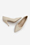 Women's Stiletto Pointed Toe V-Neck Knitted Patterned Classic Heeled Shoes Elnos Ecru - 8