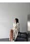 Women's White Atlas Fabric Mock Neck Buttons Belt Piece Maxi Dress Jen2653 - 3