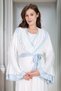 New Season Blue Shawl Collar Ruffled Short Sleeve Full Length Summer Stylish Maternity Pajamas Nightgown Set - 5