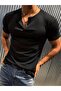 San Loe Men's Slim Fit Stretch Fabric Henley Collar Long Sleeve T-Shirt - Buttoned Stretchy Fabric - 2