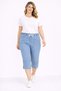 Women's Plus Size Light Blue, Elastic Waist, Slit Detail at the Leg, High Waist Denim Capri 65N39418 - 3
