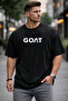 تي شيرت رجالي أسود كبير الحجم بشعار GOAT