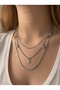 316L Anti-Tarnish Steel Necklace Zircon Stone Star Pendant 3-Piece Chain Stainless Women's Necklace