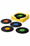 Set of 4 Coasters with Stand, Decorative Plate Design Coasters - Plate Yellow - 4