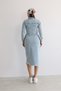 Women's Belt Li Denim Shirt Dress Midi Length Buttoned Casual Stylish Denim Dress Bnj-999 - 7