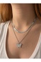 316L Anti-Tarnish Butterfly Steel Necklace Double Chain Stainless Women's Necklace - 3