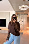 Oversized Stylish Brown Modal T-Shirt with Lace Detail - 3