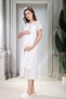 New Season Ecru Maternity Summer Dress Eyelet Embroidery Linen Detailed Design Short Sleeve 100% Cotton Nightgown - 6