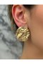 Steel Round Textured Earrings – Gold Color, Tarnish Resistant Modern Design