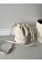 Cream Women's Leather Mini Ruched El and Shoulder Bag - 2